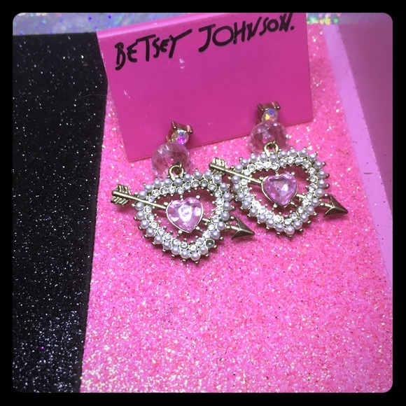 Betsey Johnson Jewelry - Betsey Johnson Cupid Heart Earrings
